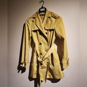 Anne Klein Women’s Super Cute and Stylish Mustard Yellow Belted Trench Coat